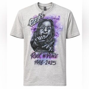 OZZY Osbourne ‘Rock in Peace’ Custom Airbrushed 1/1 T-Shirt Size Medium NEW
